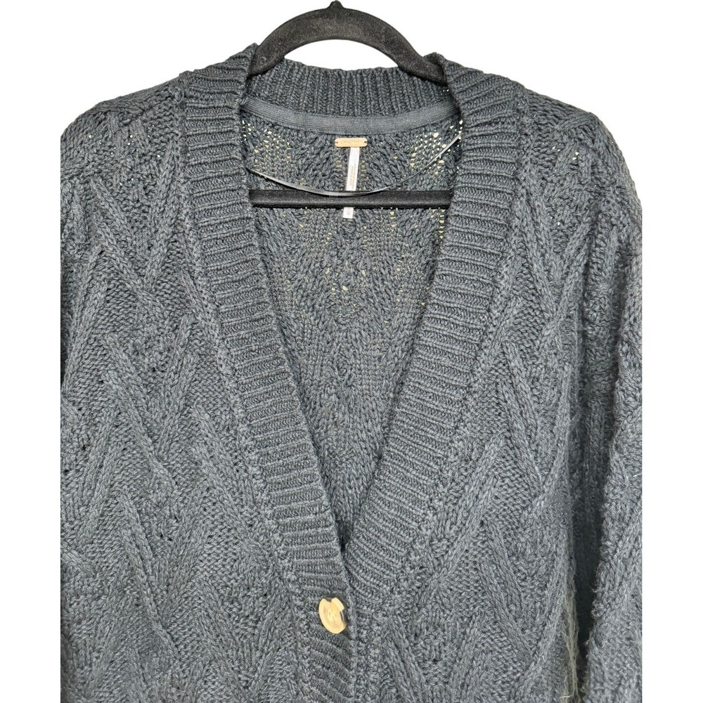 Free People Montana Cable Cardi Black Women's Size Medium - Picture 3 of 12